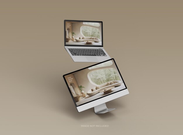 Mockup pulpitu i laptopa dla UIUX Prezentacja produktu 3D Render