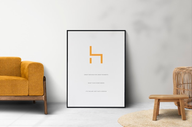 Mockup ramki zdjęciowej minimalna dekoracja ścian psd