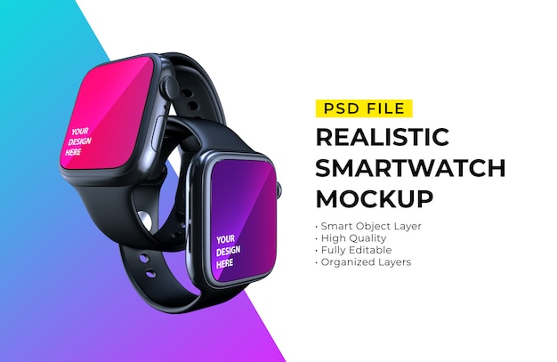 Mockup of realistic elegant smartwatches