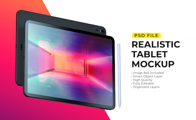 PSD mockup di realistico tablet e matita