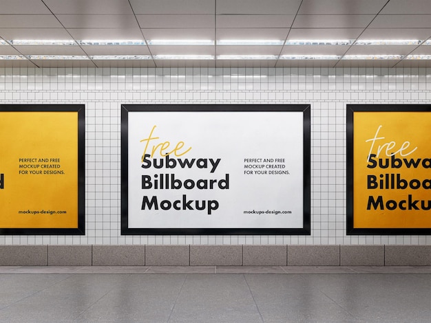 Mockup reklamowy tablicy metra w środowisku tranzytowym
