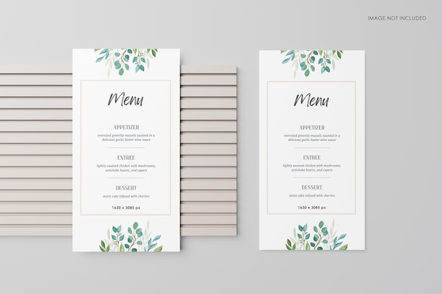 PSD mockup del concetto di menu cibo ristorante con stoviglie