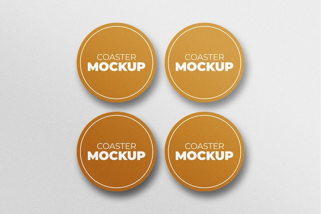 mockup of round coasters in top view