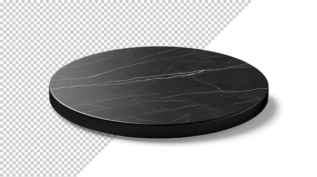 Mockup of a round empty black marble slab