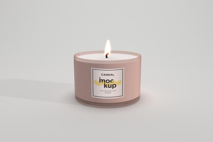 PSD mockup różowej świecy