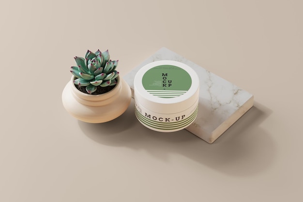 Mockup-scène voor cosmetische pot