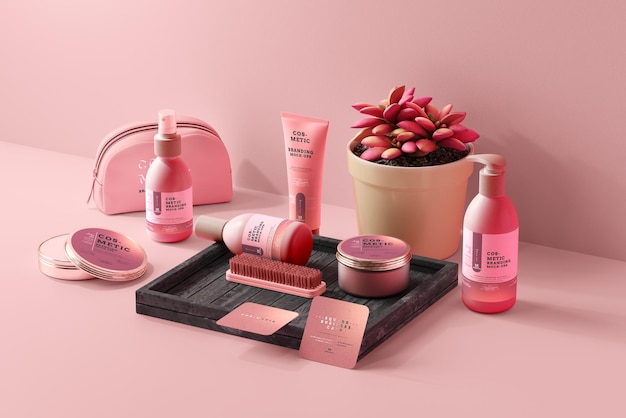 PSD mockup-scène voor cosmetische verpakkingen