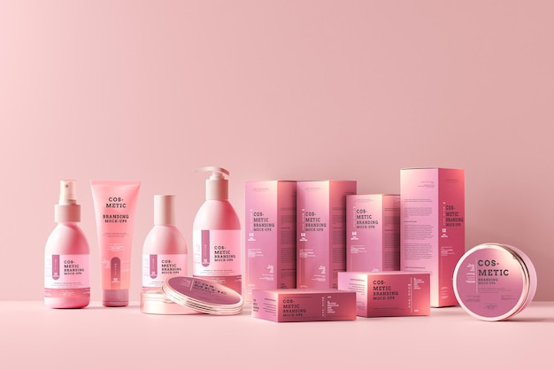 PSD mockup-scène voor cosmetische verpakkingen