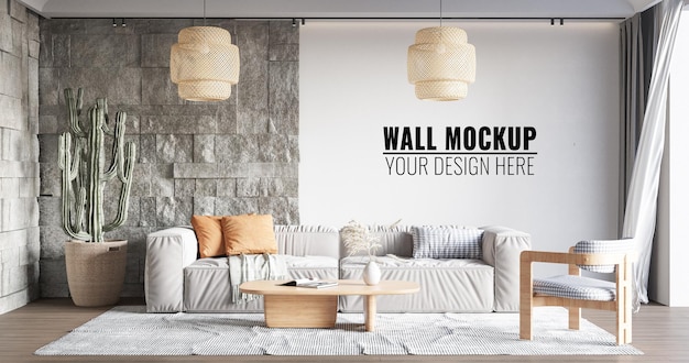 Mockup ściany wnętrza salonu