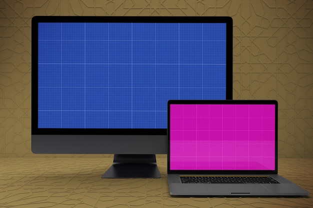 ラップトップとpcのモックアップ画面