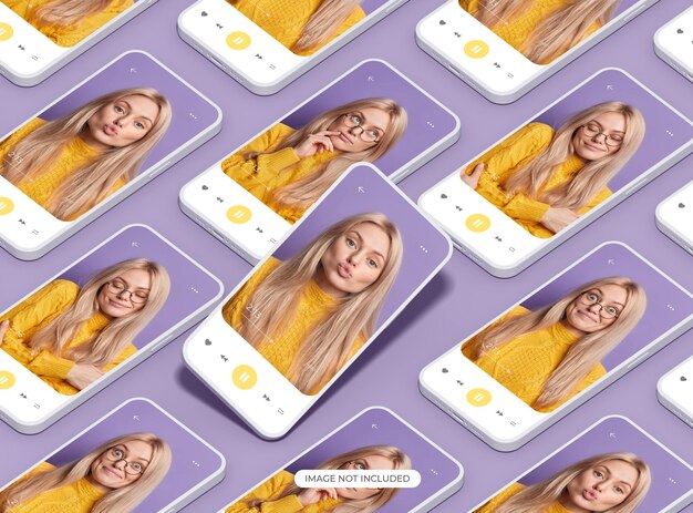 Mockup di un set di smartphone senza marchio con design personalizzabile per uiux product showcase 3d render