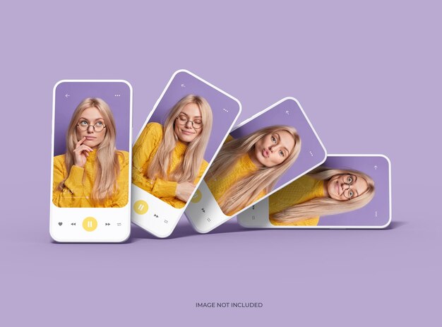 mockup of a set of unbranded smartphones with customizable design for uiux product showcase 3d render