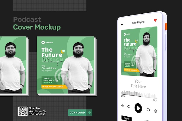 Mockup-sjabloon voor podcast-omslag