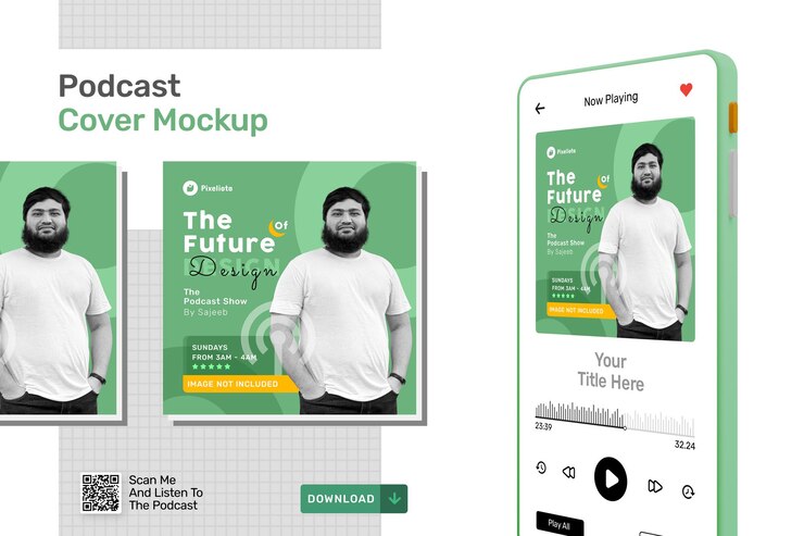 Mockup-sjabloon voor podcast-omslag