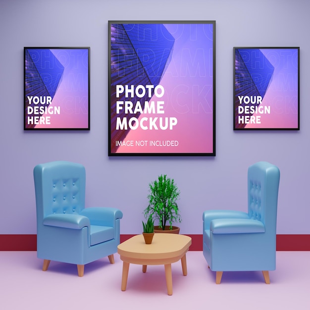 PSD mockup-sjabloon voor poster en fotolijst