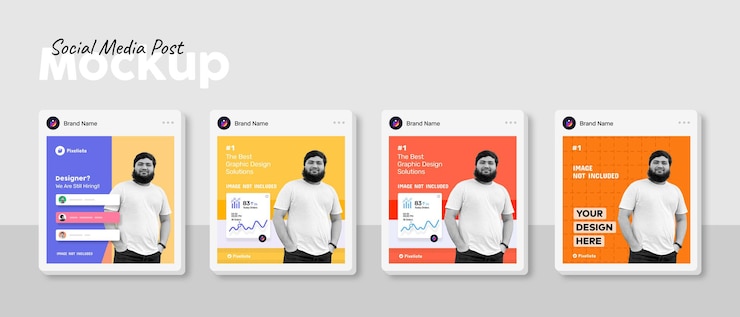 Mockup-sjabloon voor sociale media vierkante berichten