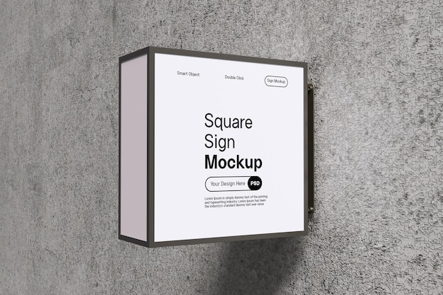 Mockup-sjabloon voor vierkant teken