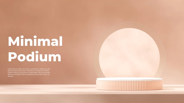mockup sjabloon wit licht roze kleur podium in landschap glas cirkel achtergrond 3d render beeld