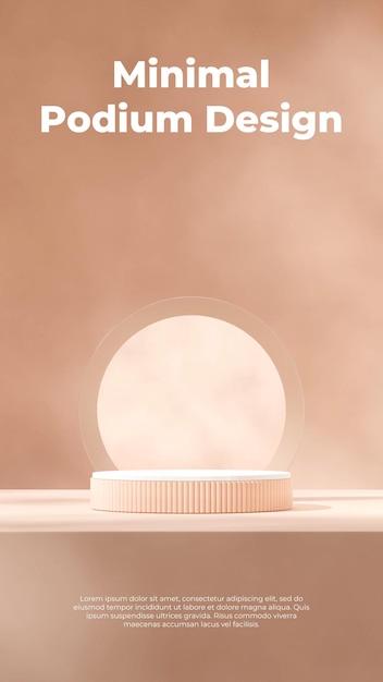 mockup sjabloon wit licht roze kleur podium in portret glas cirkel achtergrond 3d render beeld