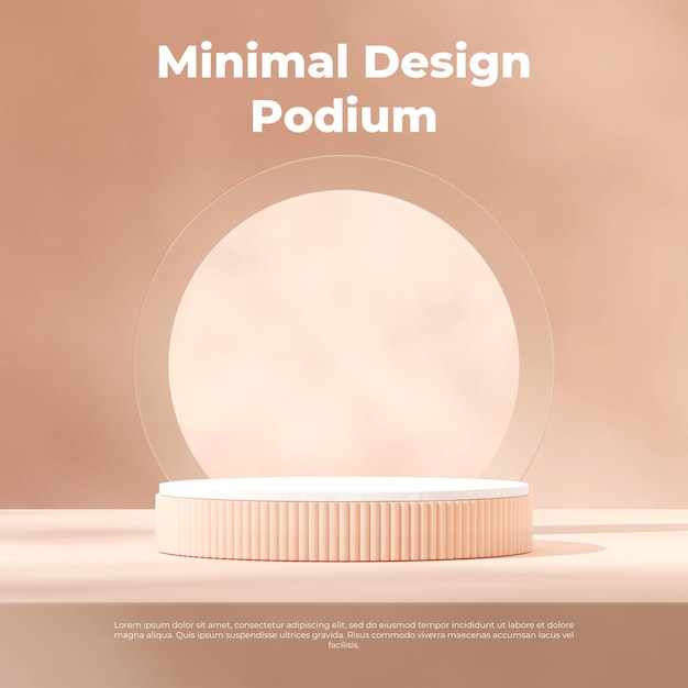 mockup sjabloon wit licht roze kleur podium in vierkante glas cirkel achtergrond 3D render beeld