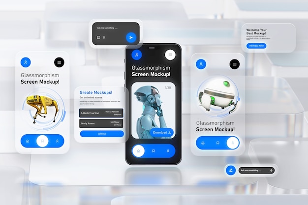 PSD mockup smartfona glassmorphism