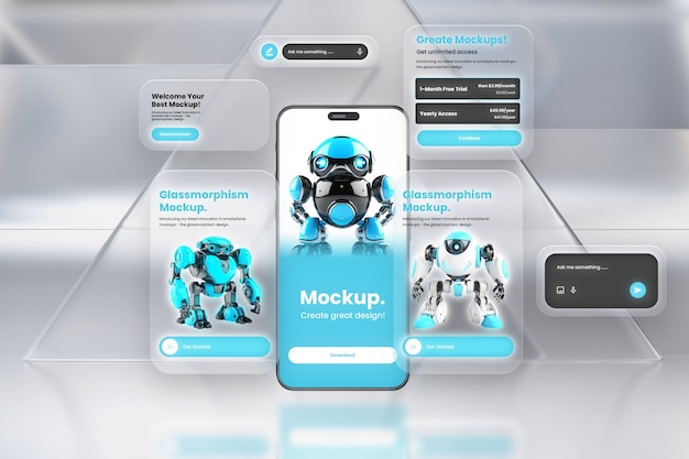 PSD mockup smartfona glassmorphism