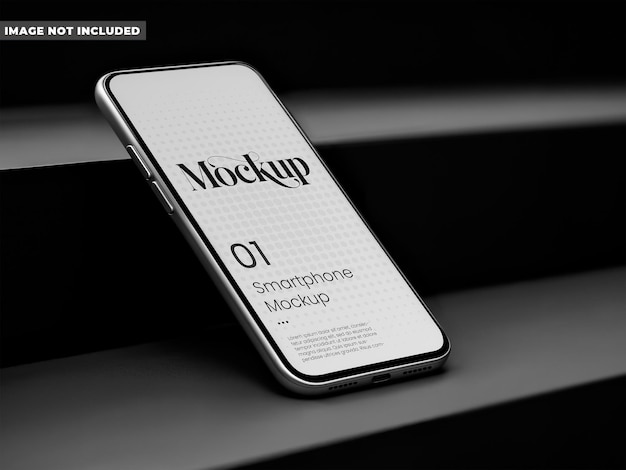 Mockup smartfona na ciemnych schodach