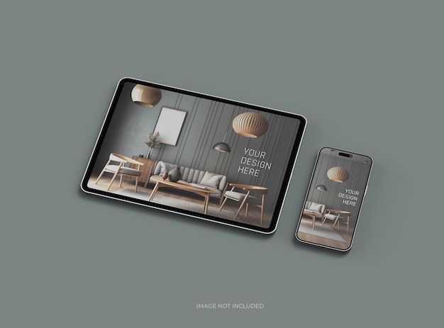 Mockup smartfonu i tabletu dla UIUX Product Showcase 3D Render