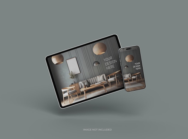 Mockup smartfonu i tabletu dla UIUX Product Showcase 3D Render