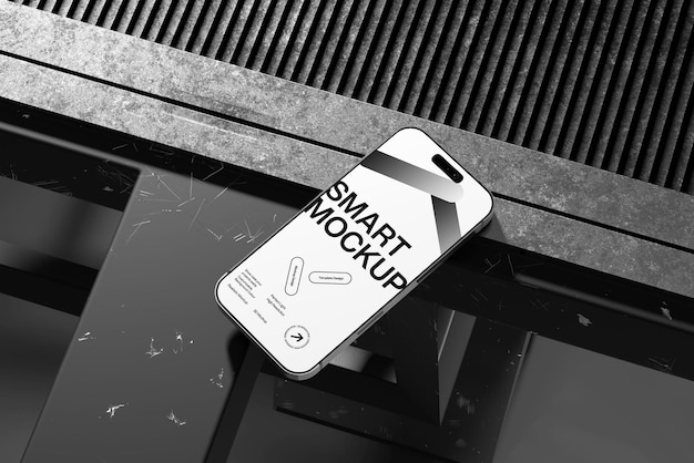 Mockup smartfonu na nowoczesnej powierzchni