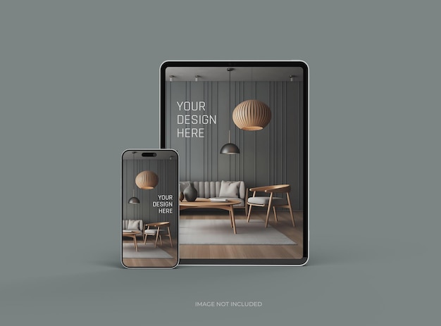 Mockup of smartphone and tablet for UIUX Product Showcase 3D Render