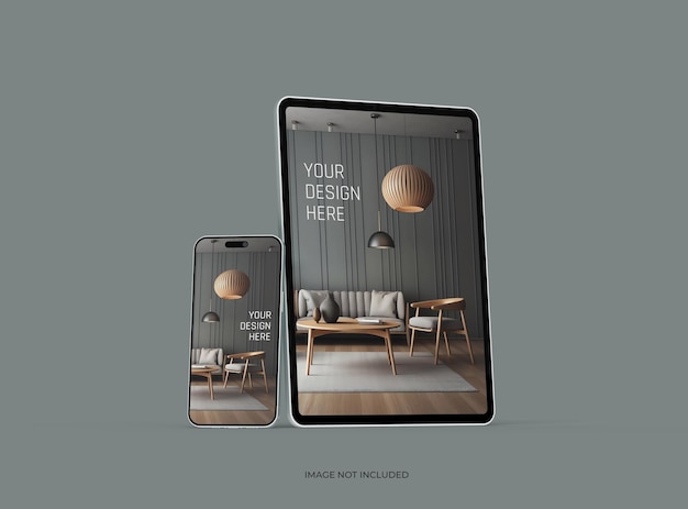 Mockup di smartphone e tablet per uiux product showcase 3d render