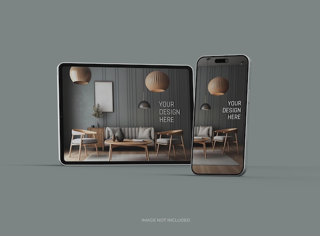 Мокет смартфона и планшета для 3D-рендера UIUX Product Showcase