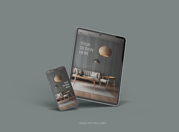 Mockup of smartphone and tablet for uiux product showcase 3d render