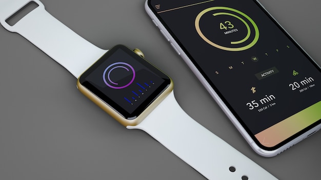 Mockup di smartwatch e smartphone