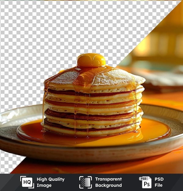 PSD mockup of some pancakes with honey on a plate