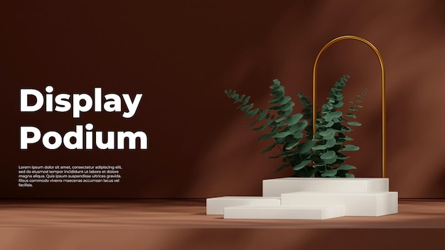 mockup space terrazzo texture block shape podium in landscape arch backdrop 3d render image
