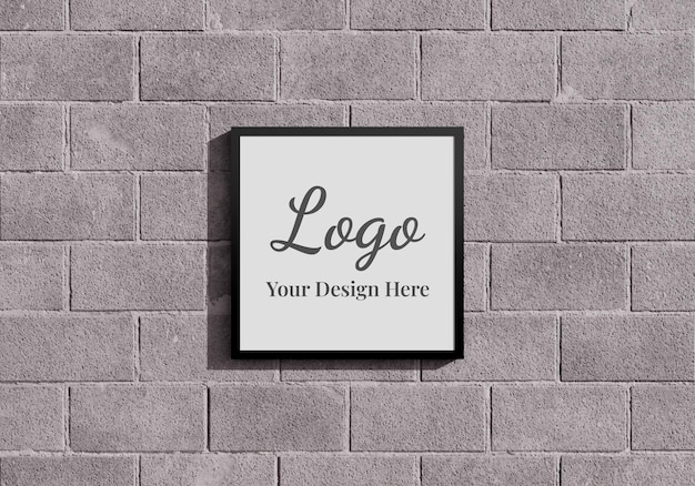 PSD mockup of square wall sign boards