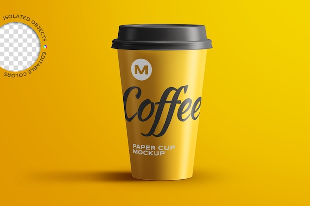 Mockup of take away paper cup coffee tea product label packaging logo presentation isolated