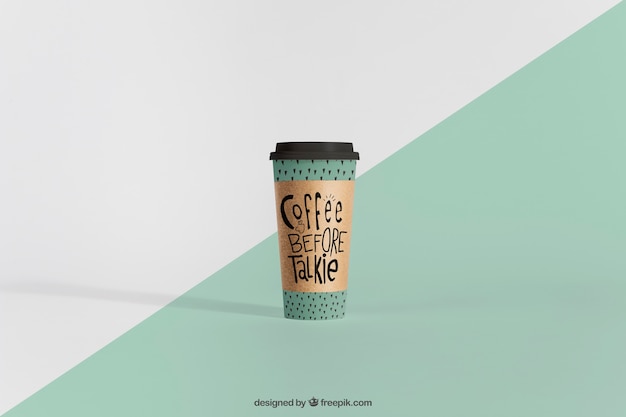 PSD mockup of tall coffee cup