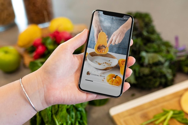 Mockup telefonu komórkowego psd przepis na jedzenie