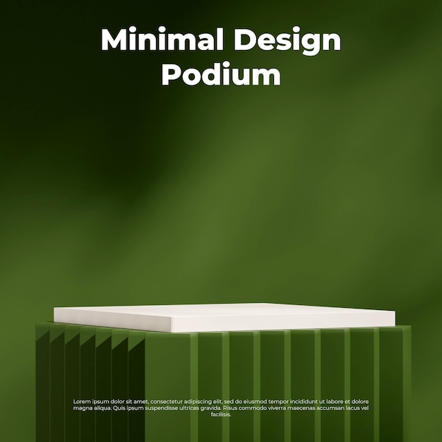 Mockup template green and white podium in square minimal green wall 3d rendering