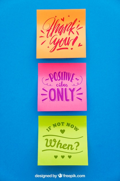 PSD mockup of three adhesive notes