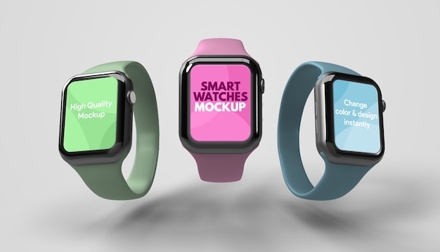 Mockup of Three Smart Watches