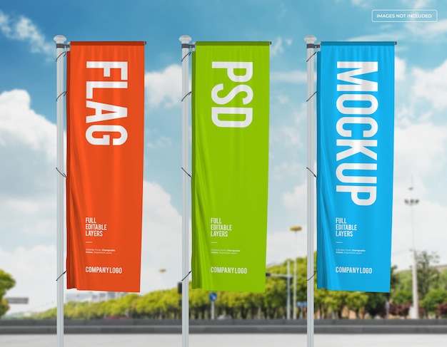 Mockup of three vertical flags design