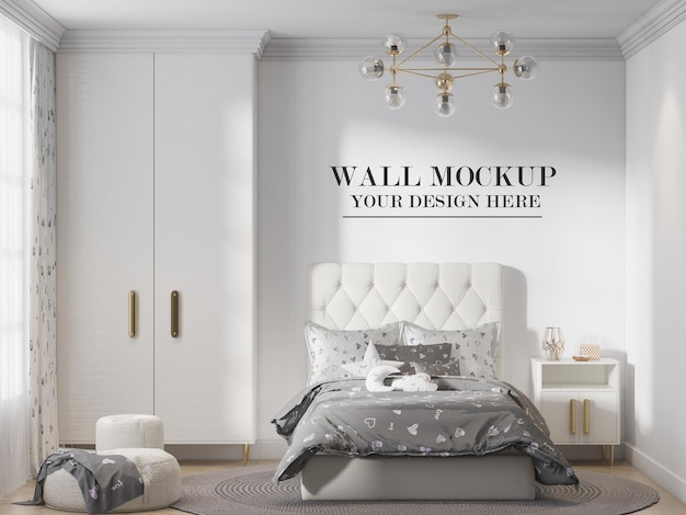 Mockup tiener slaapkamer muur