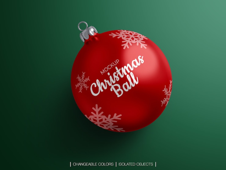 PSD 分離されたトップwiewクリスマスボール装飾のモックアップ