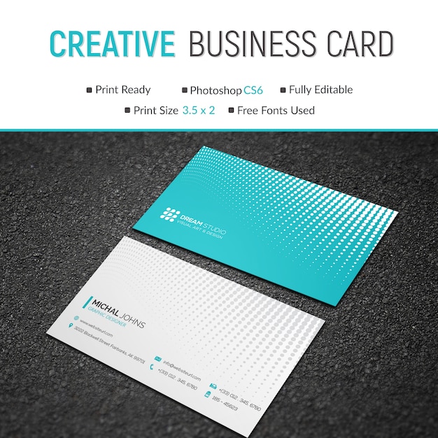 PSD mockup of turquoise business card