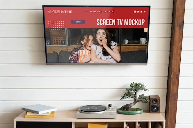 PSD mockup tv-scherm aan de muur