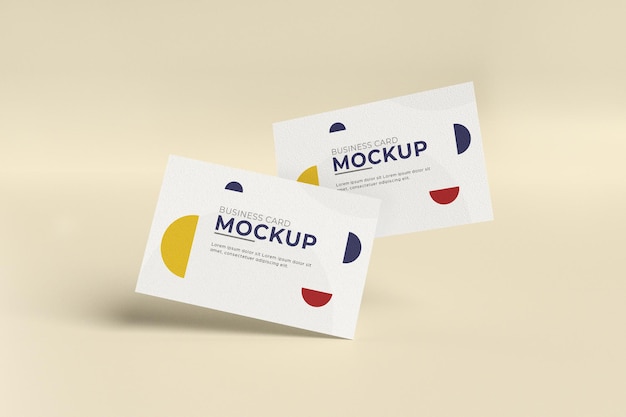 PSD mockup of two floating business cards